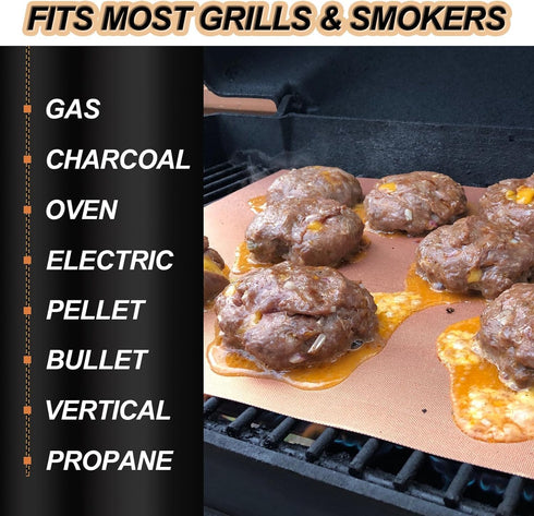 UBeesize 7 Pack Copper Grill Mats for Outdoor Grill, Heavy Duty BBQ Grilling Matt & Oven Liners, Resuable, Easy to Clean, Works on Gas Charcoal El...