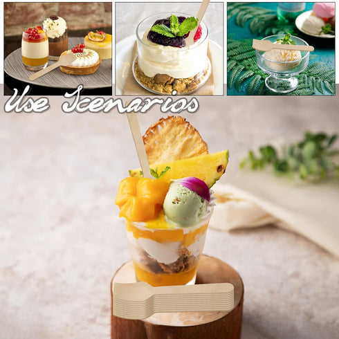 300 Pcs Disposable Mini Wooden Spoons 3.75" Tasting Spoons Ice cream spoon Sampling Spoons...
