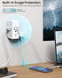 Wall Outlet Extender with Shelf and Night Light,Surge Protector,USB Wall Charger with 5 AC Outlets and 3 USB Ports 1 USB C Outlet Wide Space 3-Sid...