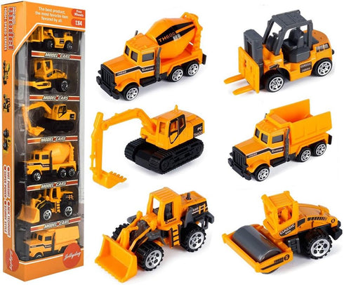 Small Construction Trucks , Kids Construction Vehicles Toy, Friction Powered Kids Dumper Truck, Bulldozers,Forklift,Tank Truck, Asphalt Car, Excav...