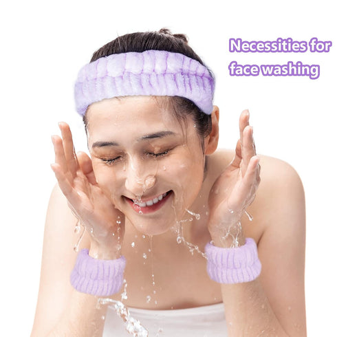 3pcs Spa Facial Headband Women Makeup Headband Girls Washing Face Headband Soft Microfiber Spa Wrist Washband Ladies Spa Hair Wraps Headbands for ...