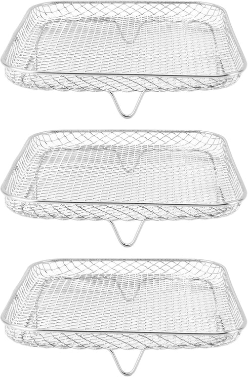 Air Fryer Rack, Three Stackable Dehydrator Racks for for, for Instant Vortex, for Nuwave, Stainless Steel Air Fryer Accessories for Ovens, Microwa...
