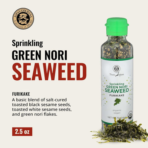 Muso From Japan - Green Nori Seaweed Furikake, Vegan-Friendly, No Additives, USDA Organic Seasoning for Rice, Sushi, Salads - 2.5 oz Pack of 1...