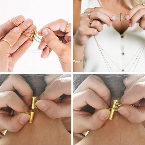 OHINGLT Necklace Layering Clasps Magnetic Slide Lock Clasp Necklace Connector Multi Strands Slide Tube Clasps...