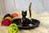 Happy Cat Posture Trinket Tray Decorative Ring Holder Jewelry Storage Dish Black/Golden Tail...