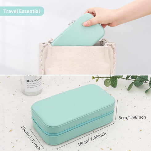 DesignSter Travel Jewelry Box, PU Leather Portable Jewelry Case, Small Jewelry Boxes for Gifts, Travel Jewelry Organizer for Women Rings Earrings ...