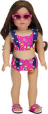 Sophia's 18" Doll 3 pc. Hot Pink Print with Navy Ruffle 2 pc. Swimsuit and Sunglasses...