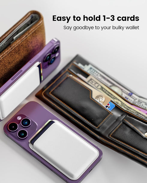 Magnetic Wallet for Apple MagSafe, Card Holder for iPhone 15/14/13/12 Pro Max/Pro/Plus, Unisex, White, Faux Leather......