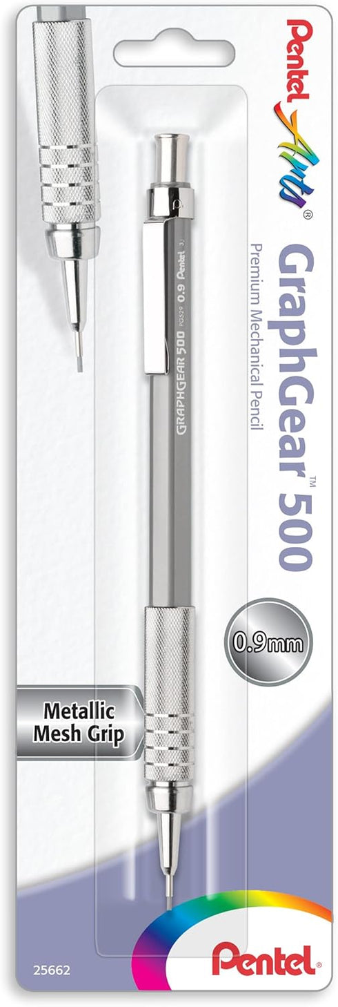Pentel Arts GraphGear 500 Premium Drafting Pencil, 0.9mm, Gray Barrel, 1-Pack (PG529NPABP)...