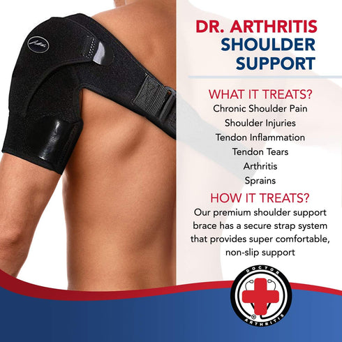 Dr. Arthritis Doctor Developed Shoulder Brace for Pain Relief & Recovery - Left Right Shoulder Brace - for Women Men, with Handbook (Black)...