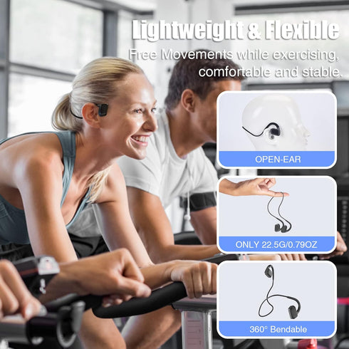 Open Ear Sport Headphones Wireless, Air Conduction Headphones Bluethooth 5.3 IPX6 Waterproof Headset with Mic, Lightweight Headphone for Running, ...