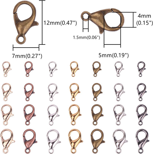 YAKA100pcs Alloy Lobster Clasps Clip DIY Necklace Jewelry Finding Making Accessories Fastener Hook (Antique Bronze, 12x7mm/0.47x0.27inch)...