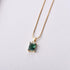 espere Baguette CZ Pendant Necklace | 14K Gold Plated Sterling Silver | Emerald Baguette Pendant Dainty Box Chain Necklace 18''...