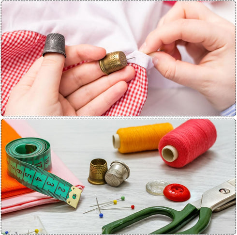 HARFINGTON 2pcs Sewing Thimble Copper Sewing Thimble Finger Protector Finger Shield Fingertip Quilting Craft Embroidery Accessories DIY Hand Worki...