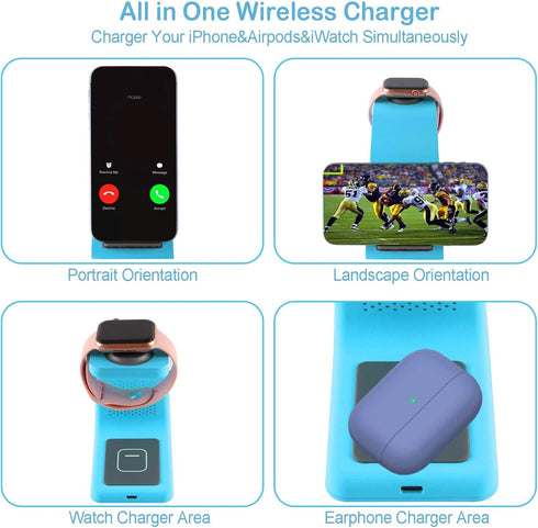 Wireless Charger Stand,YOCUNKER 3 in 1 Qi Fast Wireless Charging Station Dock for Apple Watch7/SE/6/5/4/3/2, Airpods Pro/3/2, iPhone 14/13/13 Pro/...