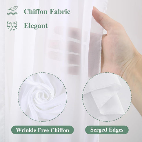 PARTISKY Wedding Arch Draping Fabric,1 Panel 18FT White Drapes Chiffon Fabric Drapery Decorations for Ceremony Reception Party Ceiling Backdrop...