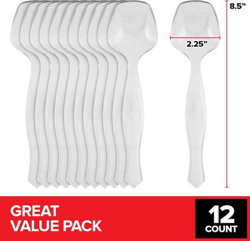 12 Count Disposable Serving Spoons, Clear Plastic Serving Spoons for Catering Weddings, Holiday Parties, and More, Large Plastic Serving Utensils ...