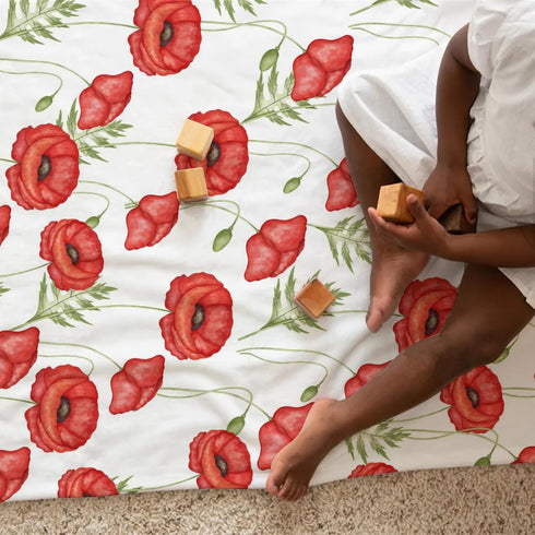 Boho Retro Poppy Flowers Leaves Baby Blanket for Girl Boy Red Poppy Floral Spring Blossom Swaddle Blanket Wild Plants Receiving Blanket Toddler Ne...