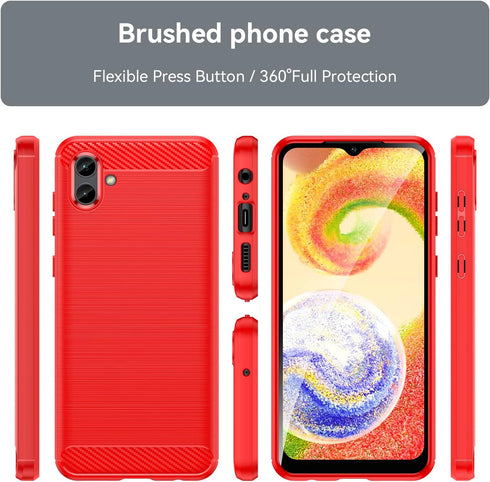 for Samsung Galaxy A04 Phone case, Shockproof, Scratch Resistant Carbon Fiber Jacket, Soft TPU,for Galaxy A04 case (Red)...