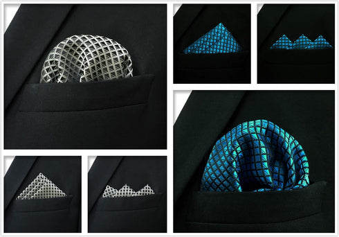 SHLAX&WING 5 Pieces Assorted Mens Silk Pocket Square Handkerchiefs Set 09...