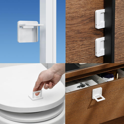 2 Pack Sliding Door Lock Handle Foldable Sticky Safety Non Punching Grip Sticker for Slide Window Closet Cabinet Glass Doors Home Kitchen Washing ...