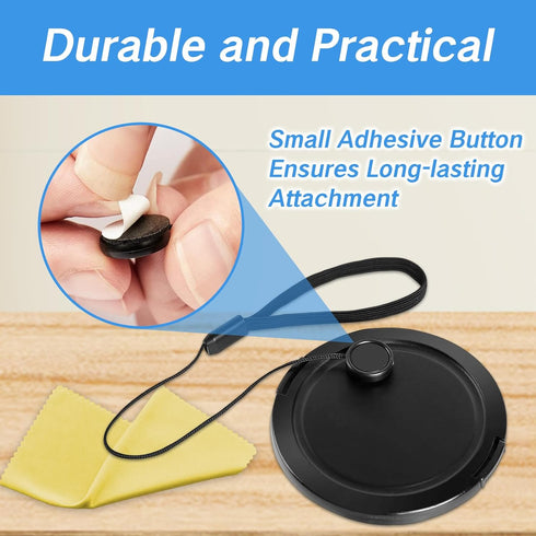 Lens Cap Tether Blackand Microfiber Cleaning Cloth Lens Cap Center Pinch with Lens Cap Leash Holder Prevent Lens Cap Loss SLR Camera Compatible wi...