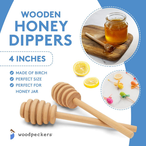 Wooden Honey Dipper Sticks, Honey Comb Wand Stirrers for Tea, Honeycomb Dripper Stir Spoons, Wood Dabber Combs Drizzler Sticks for Cake Pops, 4" C...