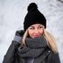 Geyoga 2 Pcs Pom Beanie Hat Men Women Winter Hat Pom Knit Hat Beanies with Ball at Top Acrylic Winter pom Cap with Cuff...