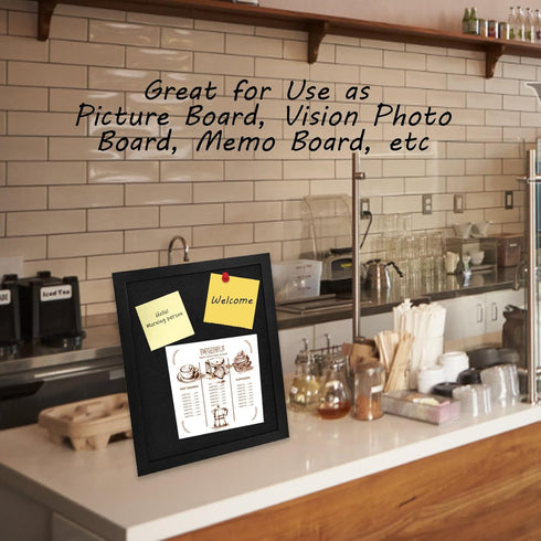 Black Cork Board Black Bulletin Board Pin Display Board for Wall Corkboard Black Pushpin Board Vision Board Picture Photo Felt Board for Memos, Ph...