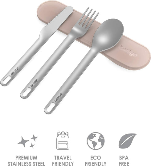Bentgo® Stainless Travel Utensil Set - Reusable 3-Piece Silverware Set with Carrying Case, High-Grade Premium Steel, BPA-Free Case, Eco-Friendly -...