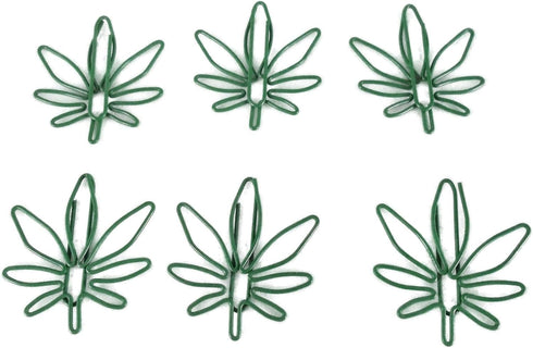100 Count Pot Leaf Shaped Paper Clips Great for Paper Clip Collectors or Office Gift - Comes in Round Tin with Lid and Gift Box - Green...