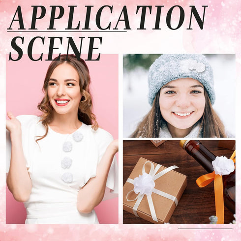 CRASPIRE 40pcs Fabric Flowers White Handmade 1.34" 3D Fabric Flowers Lace Patch for DIY Crafts Headbands Hair Accessories Wedding Veil Party Gift ...