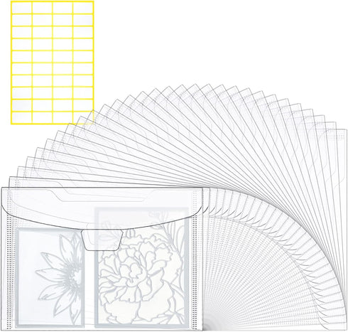 30 Pieces Clear Stamp & Die Plastic Storage Bag, Resealable Large Envelope Pocket for Card Making DIY Scrapbooking Paper Craft and Cutting Dies St...