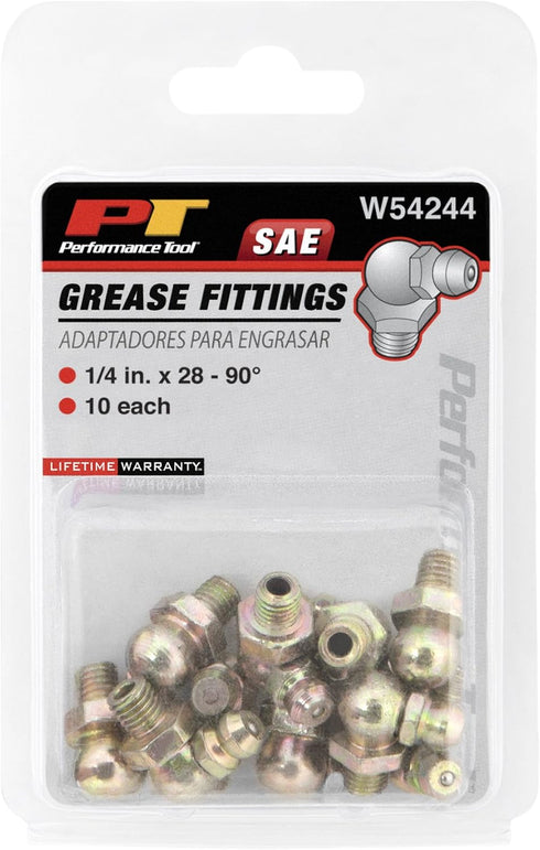 Performance Tool W54244 1/4-Inch x 28-Inch 90 Grease Fitting, (Pack of 10)...