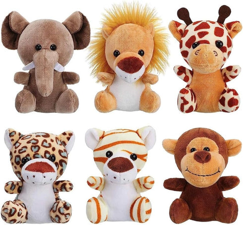 6 Pieces Jungle Stuffed Animal Forest Plush Lion Elephant Tiger Giraffe Plush Toy for Party Animal Themed (6zhidongwu)...