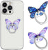 2 Pcs Butterfly Cell Phone Ring Holder 360° Rotation Zinc Alloy Bling Finger Kickstand Cute Fashion Beautiful Phone Ring Grip Universal Compatible...