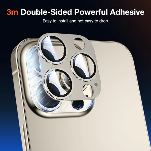 2 Pack Camera Lens Protector for iPhone 15 Pro Max/iPhone 15 Pro, Titanium Alloy Glass Camera Cover Screen, Anti-drop, Case Friendly ? (Golden, 15...