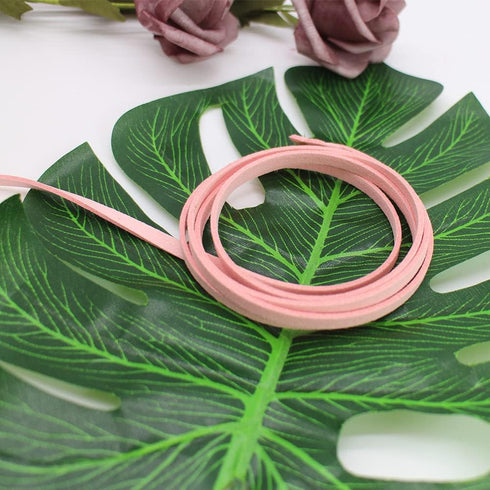 Pamir Tong 5mm Faux Suede Leather Cord String for Jewerly Making 40 Yards Pink Bracelet Cords Flat Thin Leather Lace Thread for Necklace-Chocker &...
