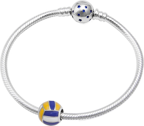 Love Ball Sports Charms 925 Sterling Silver Baseball Volleyball Beads Fits European Bracelet...