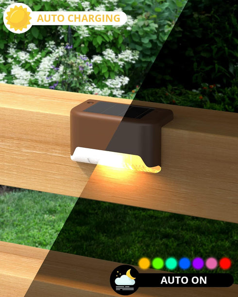 8Pack Solar Deck Lights,Waterproof Color Changing Solar Fence Lights,Solar Lights Outdoor for Pool,Fence,Step, Patio,Deck, Backyard,...