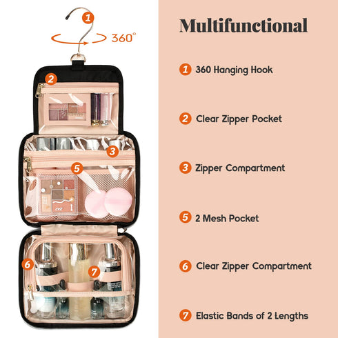 CUBETASTIC Travel Toiletry Bag, Makeup Bag for Women, Portable Water-resistant Small Travel Bag for Toiletries & Cosmetic Essentials...