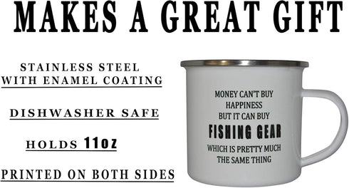 Rogue River Tactical Funny Fishing Camp Mug Enamel Camping Coffee Cup Gift Money Happiness Fishing Gear Fisherman Fish...