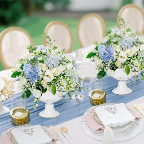 AZXTOSPEZ White Wedding Vases for Centerpieces: Small Flower Vase for Tables - 5 Inch Metal Compote Bowl Urn Pedestal for Party Anniversary Event ...