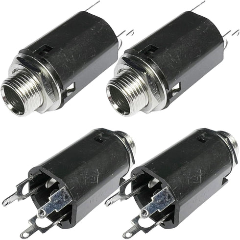 CESS 6.35mm 1/4 Inch Female Stereo TRS Audio Socket Jack Connector Panel/Chassis mount - 6.35mm Stereo Socket (4 PACK)...