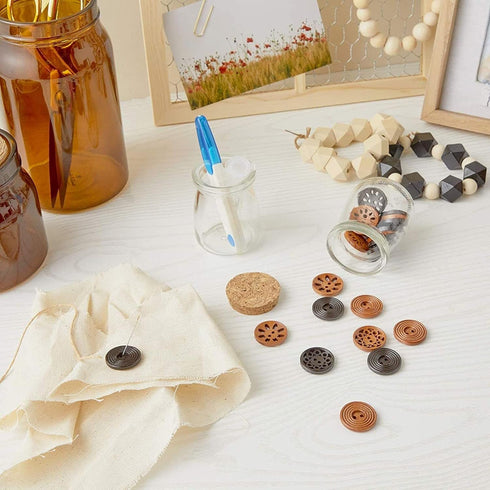 Wooden Buttons for Crafts and Sewing, 5 Designs (0.98 in, 120 Pieces)...