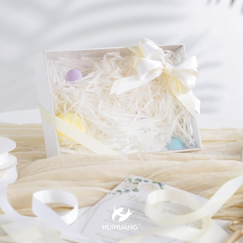 HUIHUANG Ivory Satin Ribbon 1/2 inch X 50 Yards Continuous, Off-White Double-faced Satin Ribbon for Gift Wrapping, Bows, DIY Crafts, Flower Bouque...