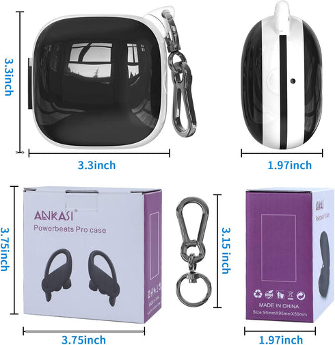 Compatible Powerbeats Pro Case Cover, Full Protective Shockproof Anti-Slip Silicone Case for Beats Powerbeats Pro 2019 (White Edge+Black)...
