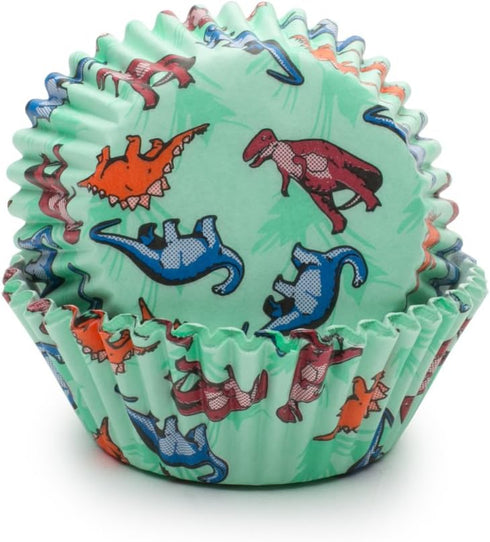 Fox Run Dinosaur Paper Muffin and Cupcake Liners, Set of 50 Standard Size Wrappers...