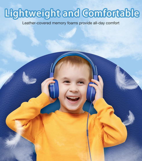 Kids Headphones with LED Lights for School, Upgrade USB Type C Kid Headphone with Microphone, Volume Limiter 85/94dB, Wired On Ear Headphones for ...