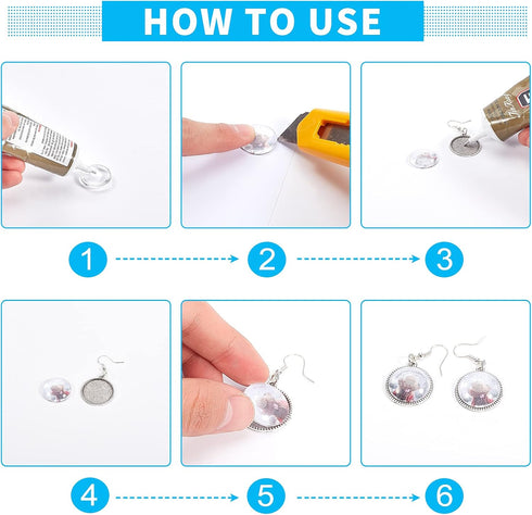 Clear Glass Cabochon, 10-25mm 5 Size Transparent Flat Back Glass Dome Round Crafting Cabochon Glass Bead Cabochon Tile for Animal Eye Photo Cameo ...